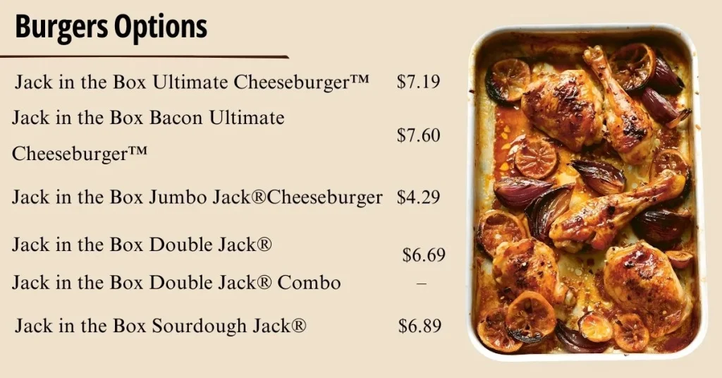 Jack In The Box Burgers Options Menu