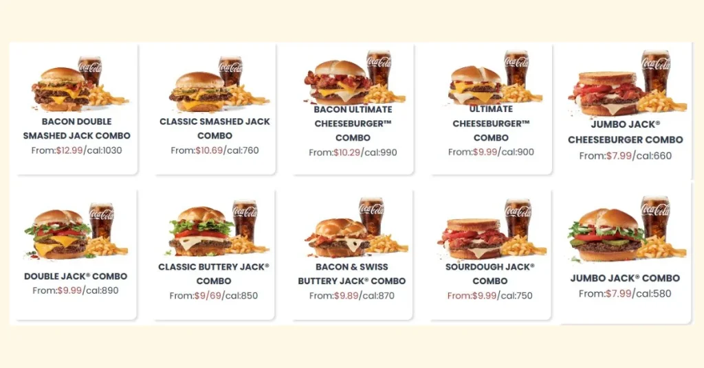 Jack In the Box Burger Combos Menu Price