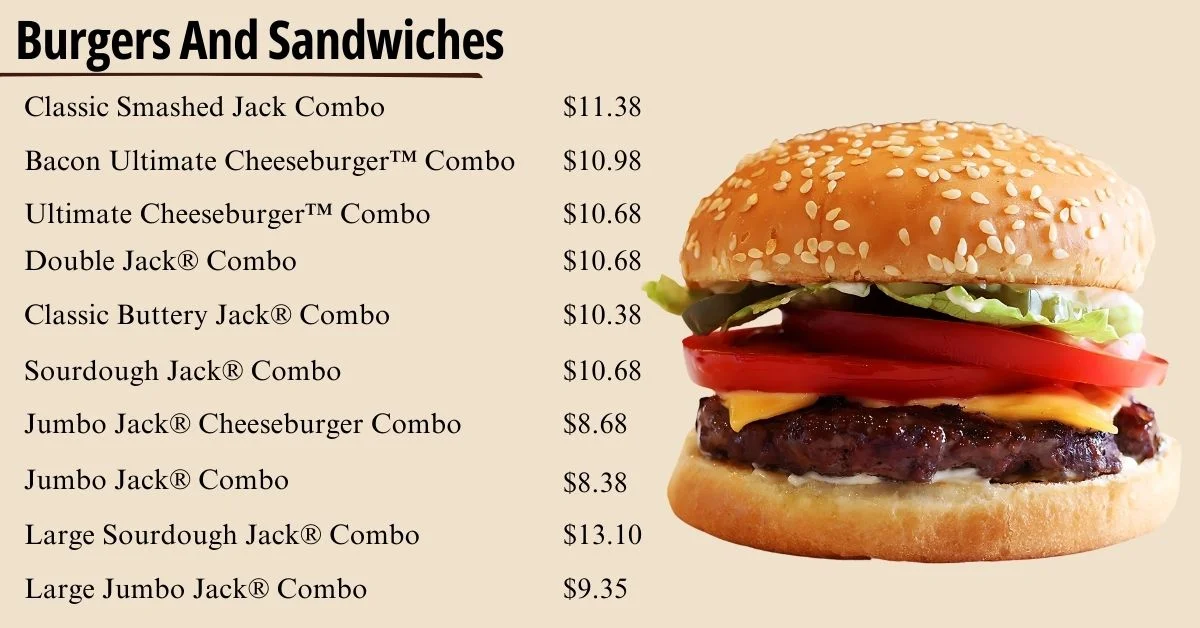 Jack In The Box Burgers And Sandwiches Menu USA