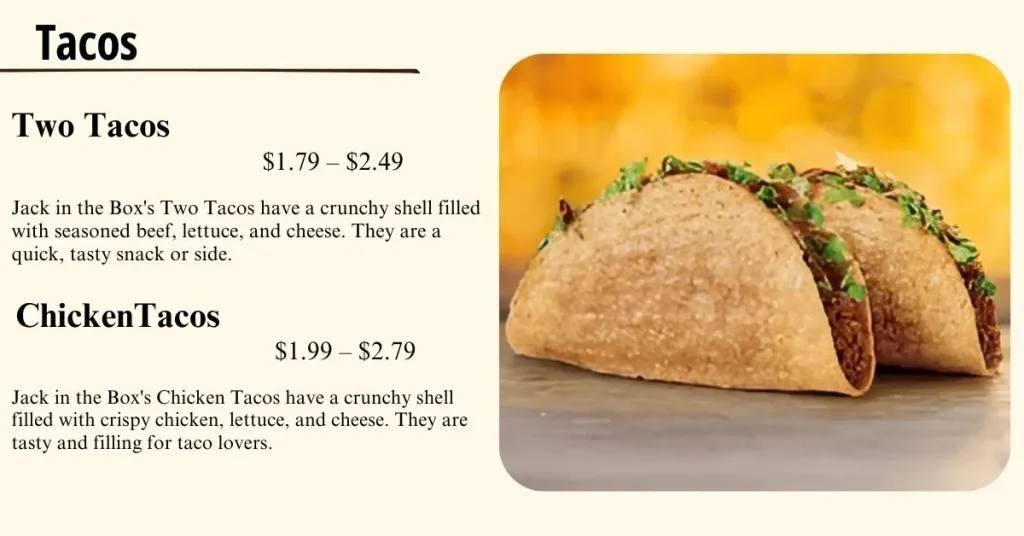 Jack In The Box Drive thru Tacos Menu