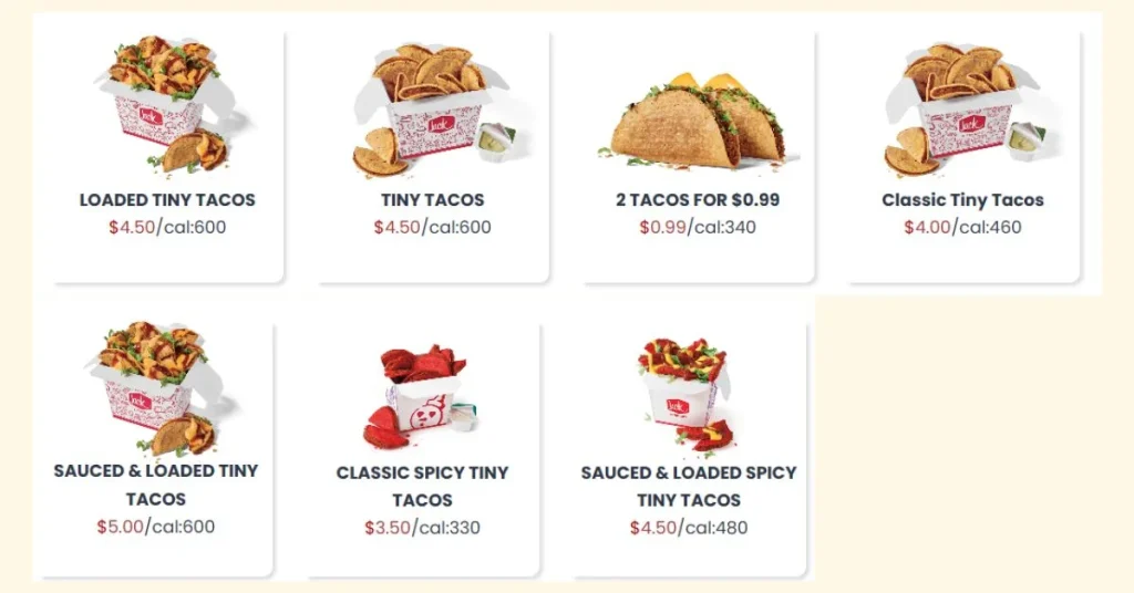 Jack In the Box USA Tacos Menu