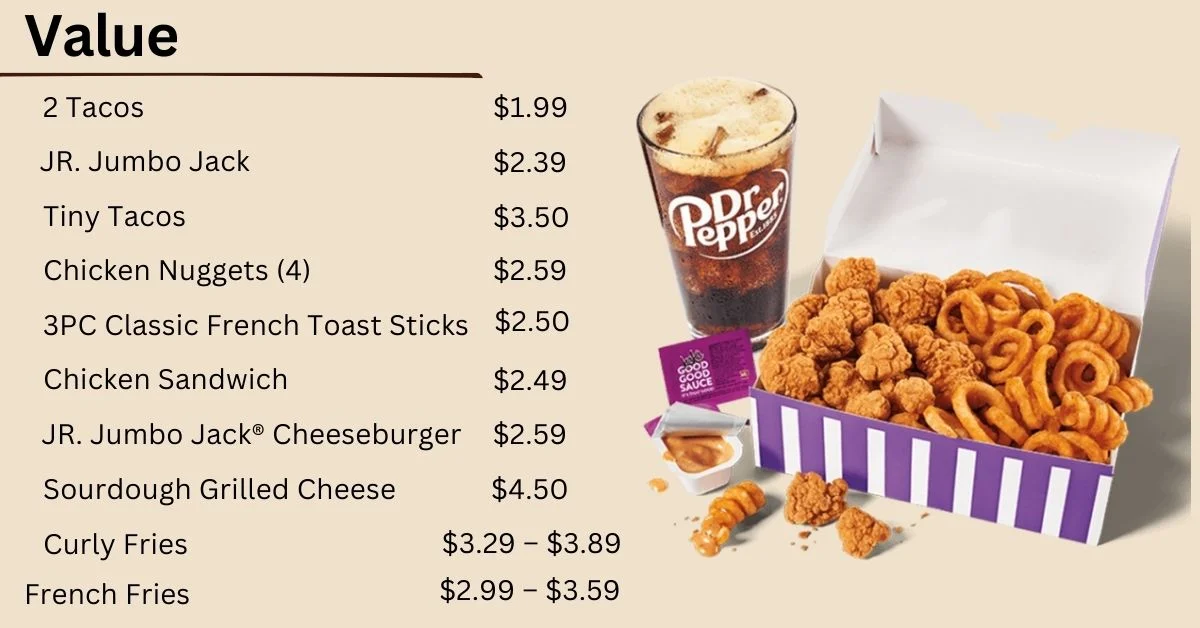 Jack In The Box Value Menu USA