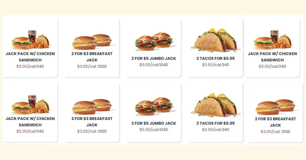 Jack In the Box Deals & Digital Exclusives Menu