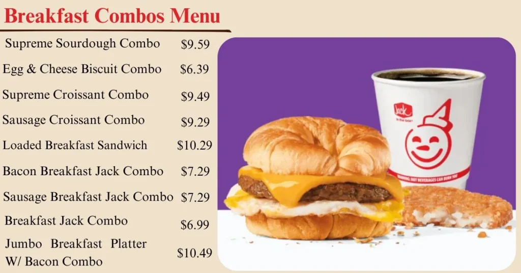 Jack In the Box Breakfast Combos Menu USA